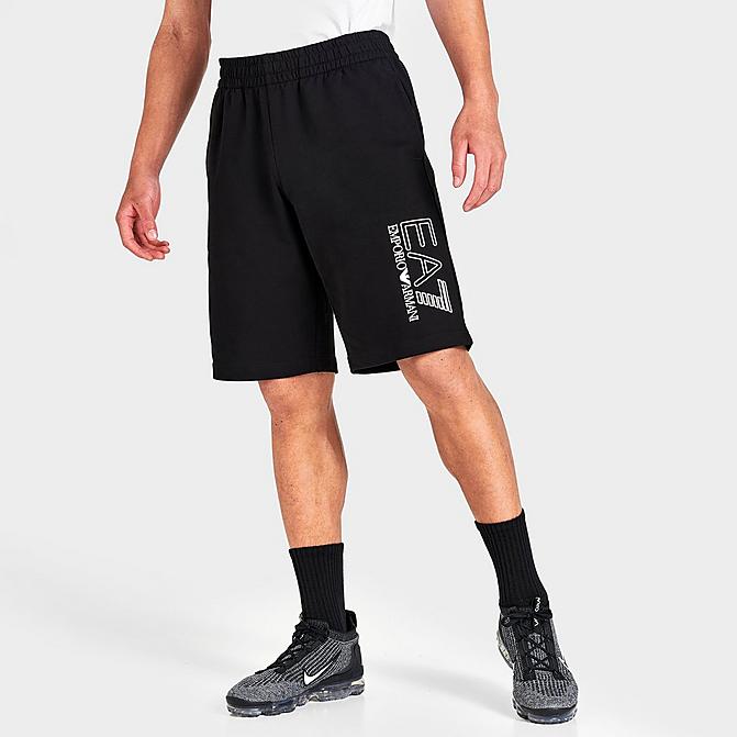 Mens EA7 Contrast Logo Bermuda Shorts in Black/Black Size Small 100% Cotton Finish Line Men Clothing Shorts Bermudas 