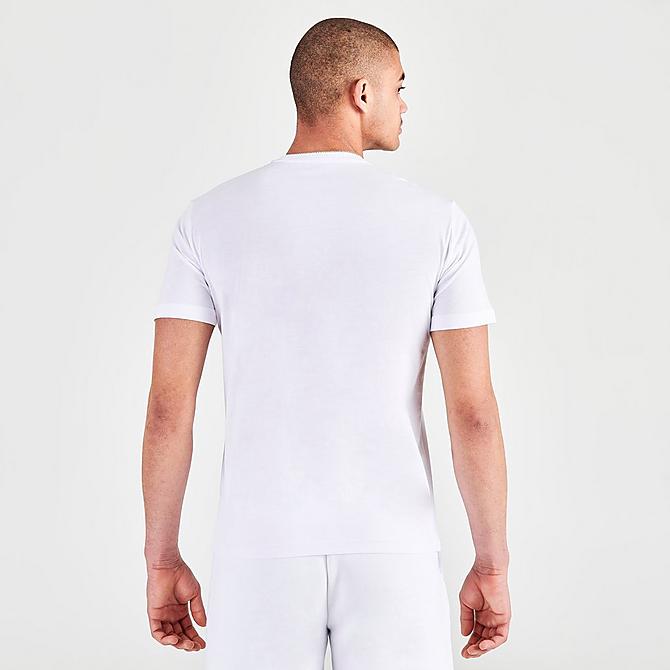 Back Right view of Men's Emporio Armani EA7 Graphic Logo Print Short-Sleeve T-Shirt in White Click to zoom
