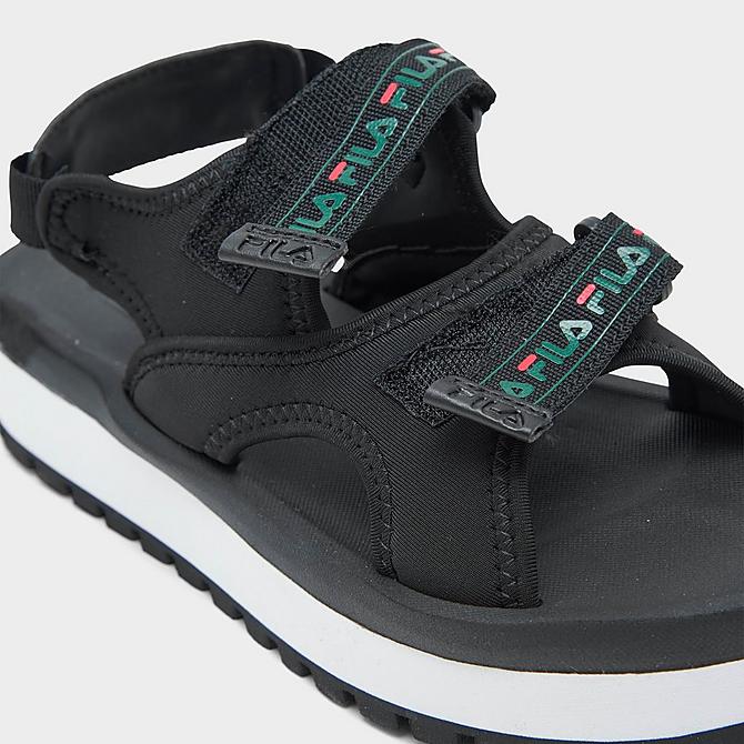 Front view of Girls' Big Kids' Fila Spot EVA Casual Sandals in Black/White Click to zoom