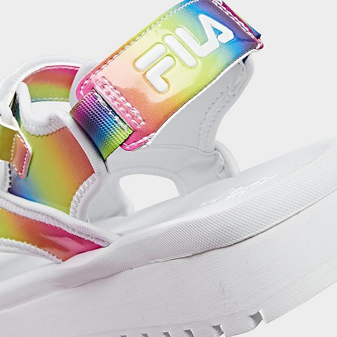 Front view of Girls' Big Kids' Fila Spot EVA Tie-Dye Casual Sandals in White/Multi Click to zoom