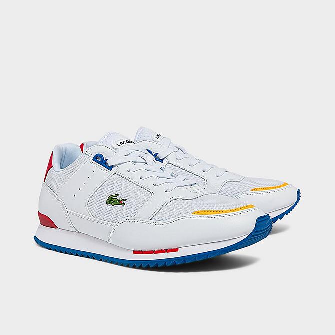 Three Quarter view of Men's Lacoste Partner Piste Casual Shoes in White/Blue/Multicolor Click to zoom