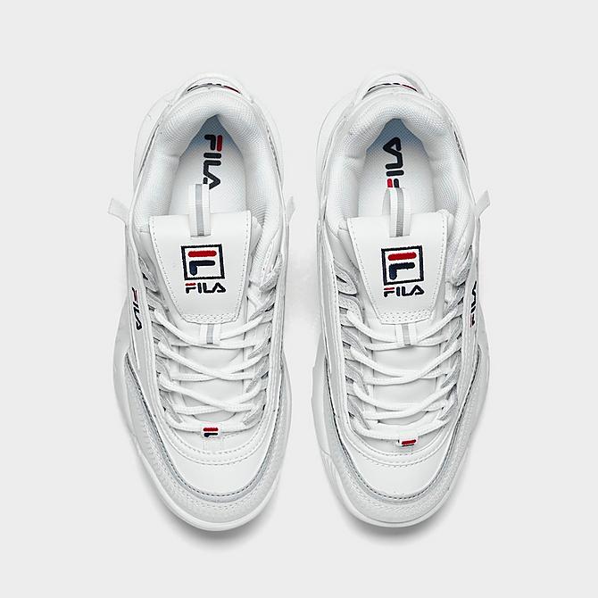 Back view of Girls' Little Kids' Fila Disruptor 2 EXP Casual Shoes in White Click to zoom