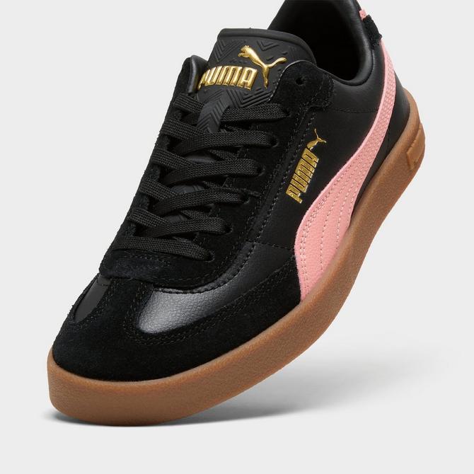 Front view of Women's Puma Club II Era Casual Shoes in PUMA Black/Pink Fruit/Gum Click to zoom