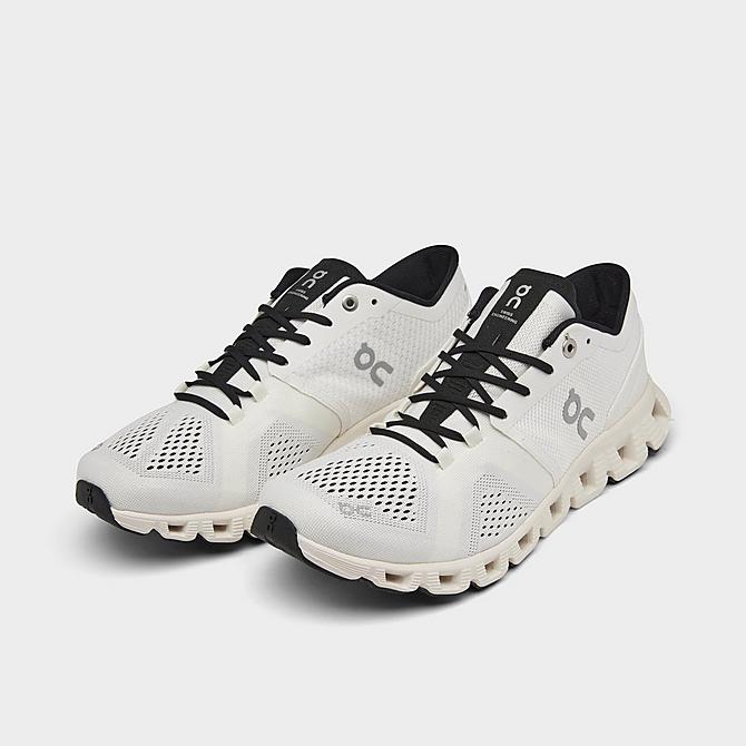 Three Quarter view of Women's On Cloud X Running Shoes in White/White Click to zoom