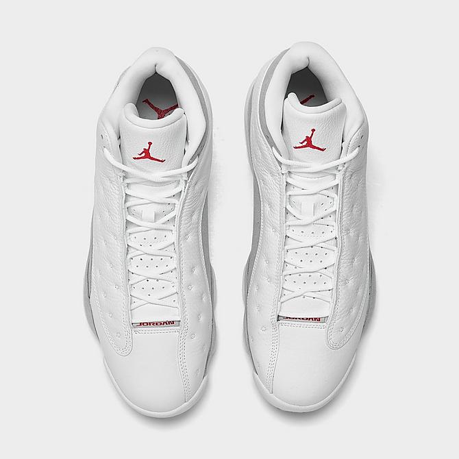 Back view of Air Jordan Retro 13 Basketball Shoes in White/True Red/Wolf Grey Click to zoom
