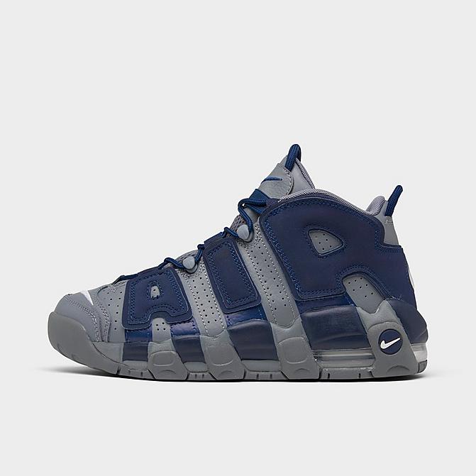 Right view of Boys' Big Kids' Nike Air More Uptempo '96 Basketball Shoes in Cool Grey/White/Midnight Navy Click to zoom