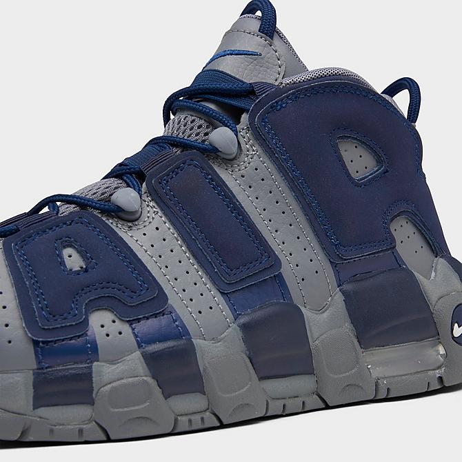 Front view of Boys' Big Kids' Nike Air More Uptempo '96 Basketball Shoes in Cool Grey/White/Midnight Navy Click to zoom