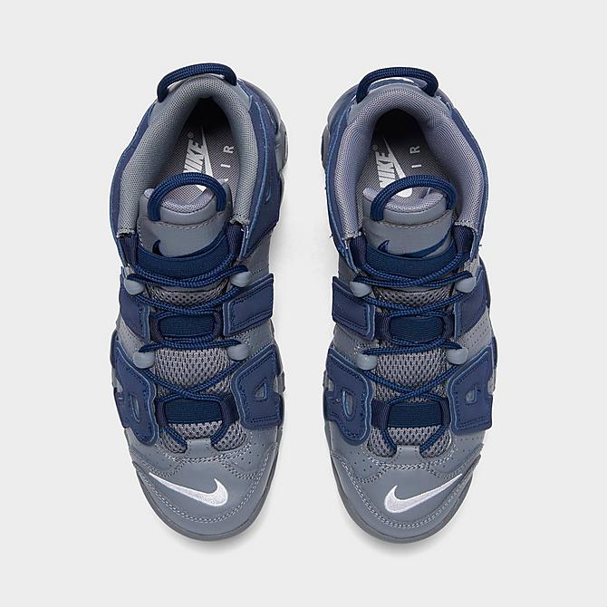 Back view of Boys' Big Kids' Nike Air More Uptempo '96 Basketball Shoes in Cool Grey/White/Midnight Navy Click to zoom