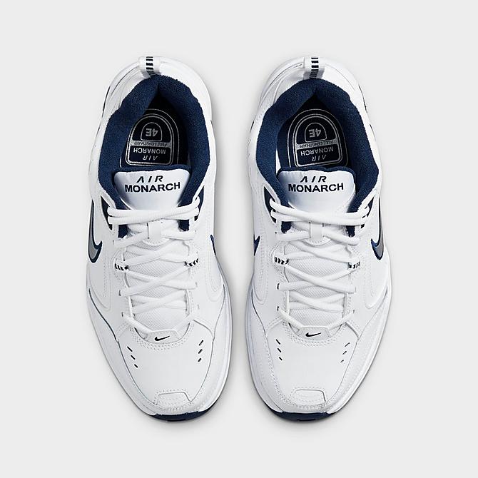 Back view of Men's Nike Air Monarch IV Training Shoes (Wide Width 4E) in White/Metallic Click to zoom