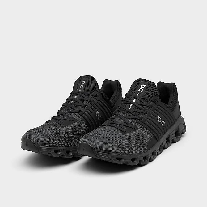 Three Quarter view of Men's On Cloudswift Running Shoes in Black Click to zoom