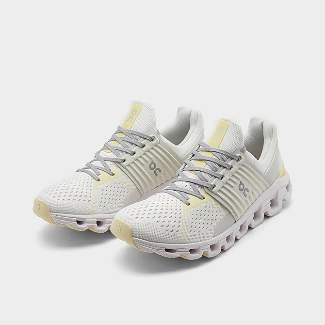 Three Quarter view of Women's On Cloudswift Running Shoes in White/Limelight Click to zoom