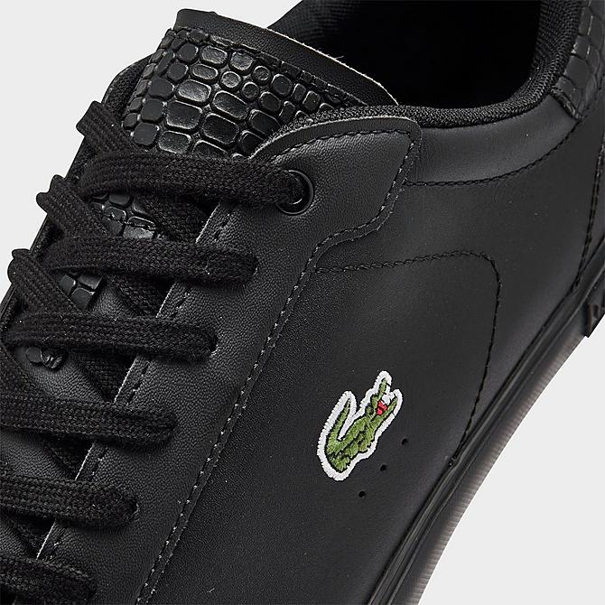 Front view of Men's Lacoste Powercourt Leather Casual Shoes in Black/Black Click to zoom