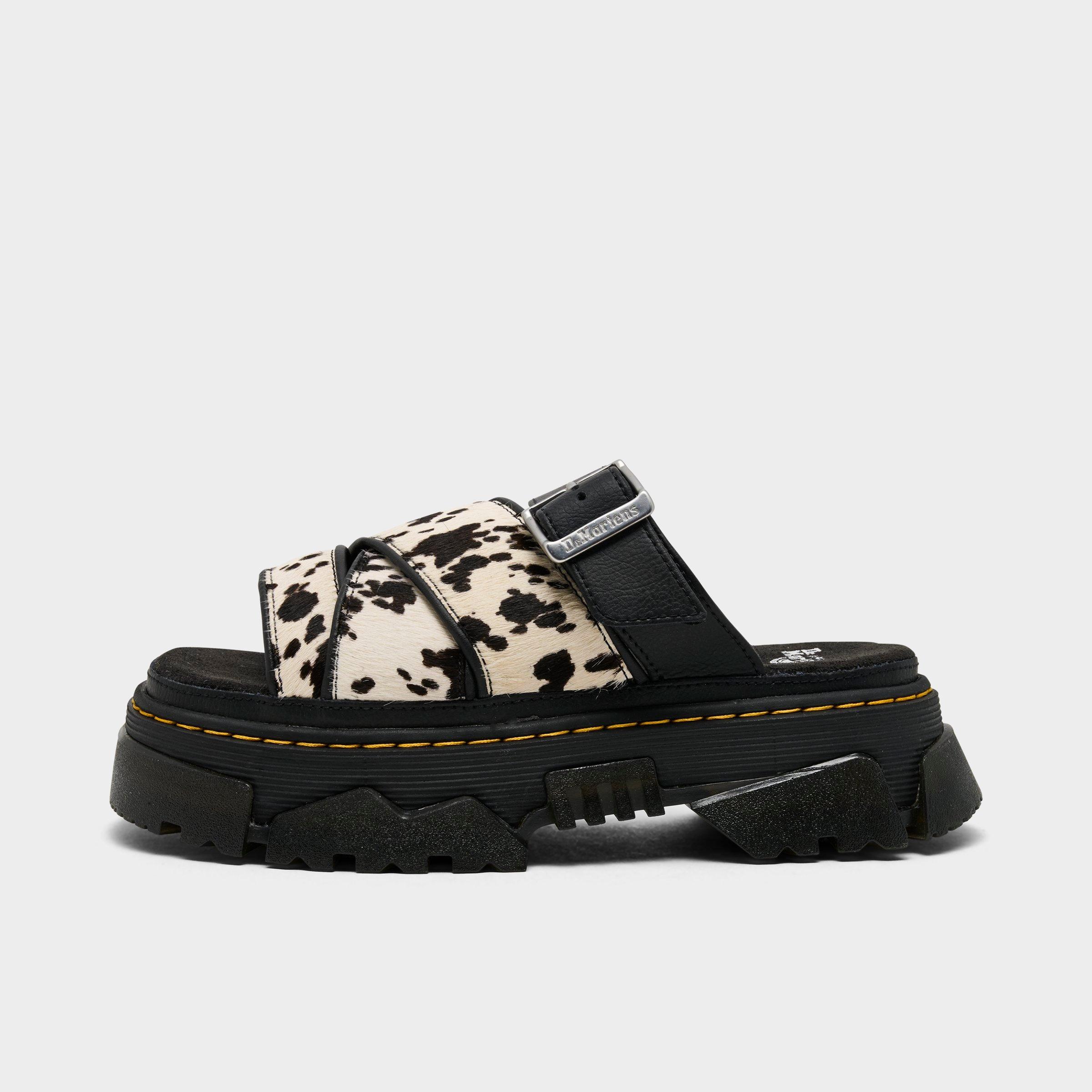Dr.Martens MATTISON SLIDE サンダル Women's Dr. Martens Mattison Dalmatian Hair On Leather Slide