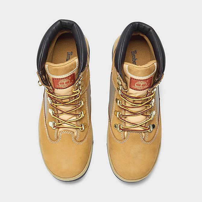 Back view of Big Kids' Timberland 6 Inch Field Boots in Mac N Cheese Click to zoom