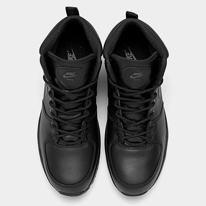Back view of Nike Manoa Leather Boots in Black/Black/Black Click to zoom