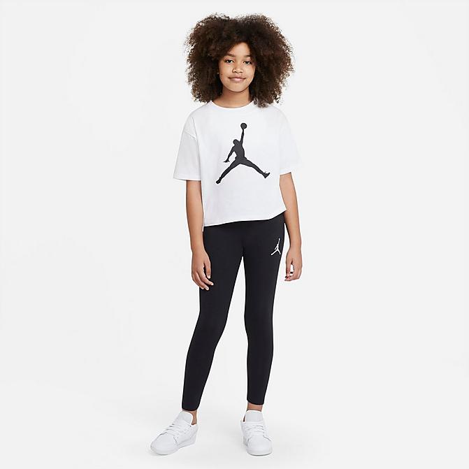 Front view of Girls' Jordan Core High-Rise Leggings in Black/White Click to zoom