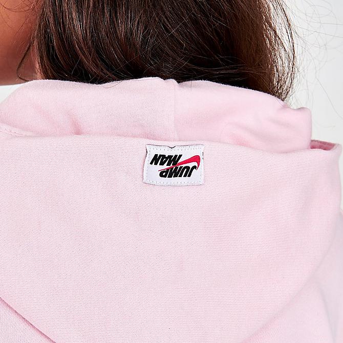 On Model 5 view of Girls' Jordan By Nike Boxy Hoodie in Pink/Grey Click to zoom