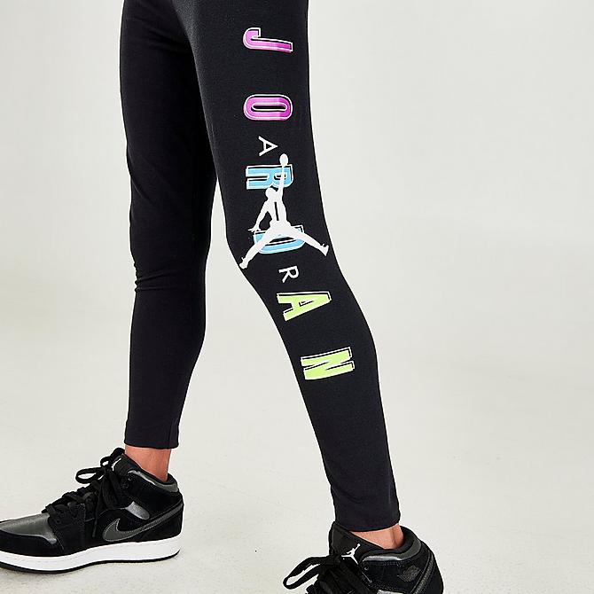 On Model 6 view of Girls' Jordan High-Waisted Leggings in Black Click to zoom