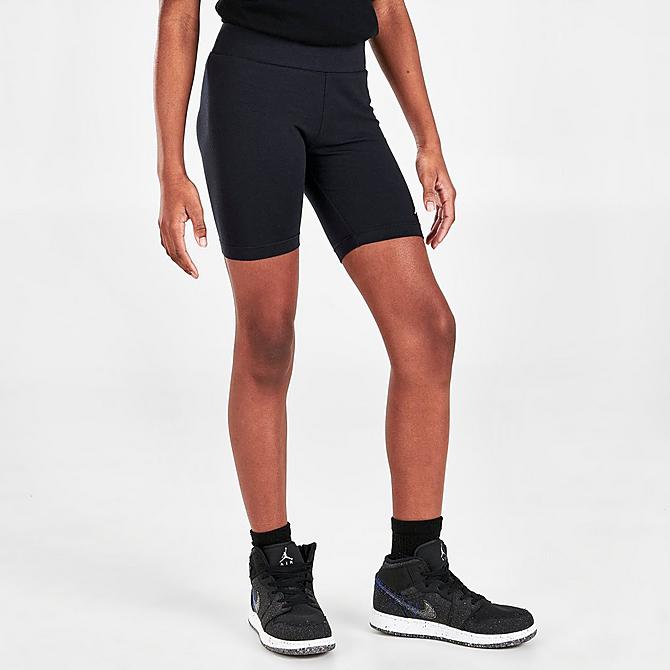 Back Left view of Girls' Jordan Essentials Bike Shorts in Black Click to zoom