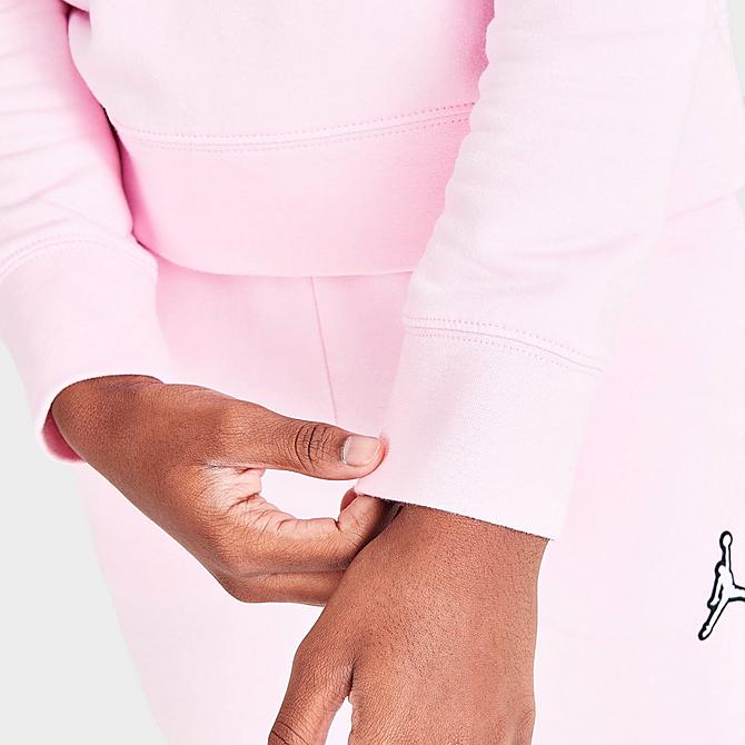 On Model 6 view of Girls' Jordan Essentials Crewneck Sweatshirt in Pink Foam Click to zoom