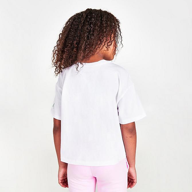 Back Right view of Girls' Jordan Flower Child T-Shirt in White/Multi Click to zoom
