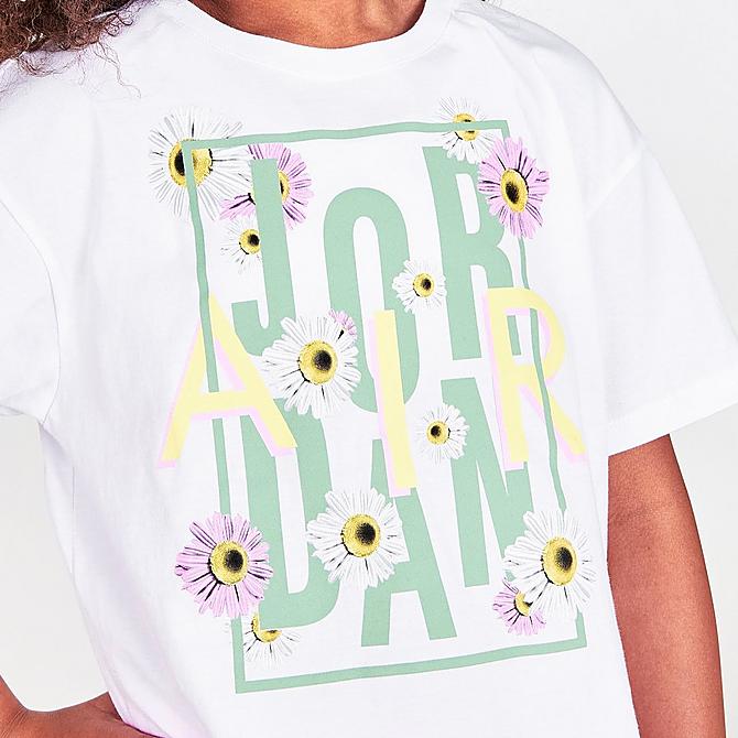 On Model 5 view of Girls' Jordan Flower Child T-Shirt in White/Multi Click to zoom