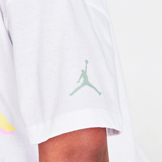 On Model 6 view of Girls' Jordan Flower Child T-Shirt in White/Multi Click to zoom