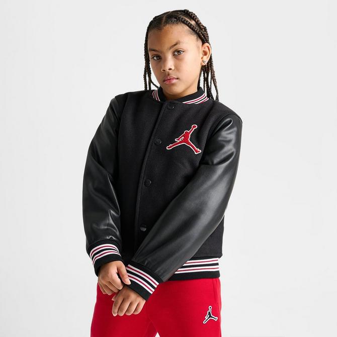 Jordan varsity jacket on sale red and black