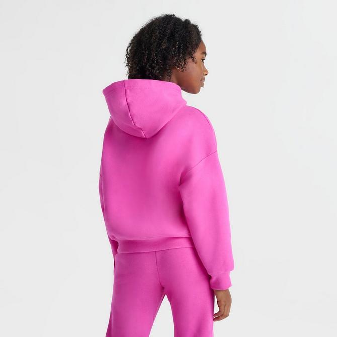 [angle] view of Girls' Big Kids' Jordan Brooklyn Essentials Pullover Hoodie in Fire Pink Click to zoom