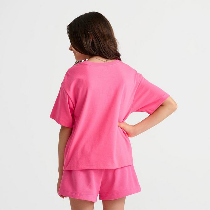 [angle] view of Girls' Jordan Brooklyn Essentials T-Shirt in Hyper Pink Click to zoom