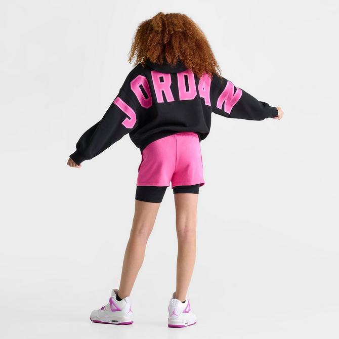 [angle] view of Girls' Jordan Y2k Pullover Hoodie in Black Click to zoom