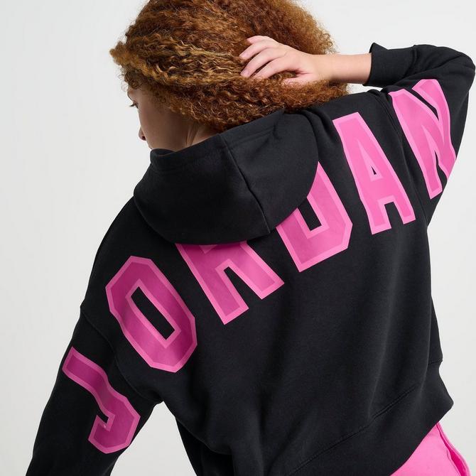 [angle] view of Girls' Jordan Y2k Pullover Hoodie in Black Click to zoom