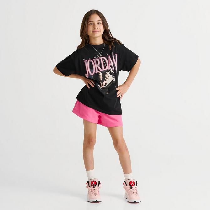 [angle] view of Girls' Jordan Soar Oversized T-Shirt in Black Click to zoom