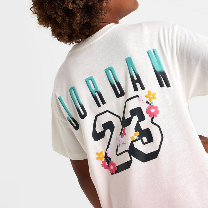 [angle] view of Girls' Jordan Summer Bloom Oversized T-Shirt in Sail Click to zoom