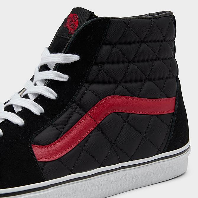 Front view of Vans Sk8-Hi Quilted Casual Shoes in Black/Red Click to zoom