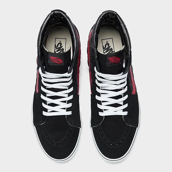 Back view of Vans Sk8-Hi Quilted Casual Shoes in Black/Red Click to zoom
