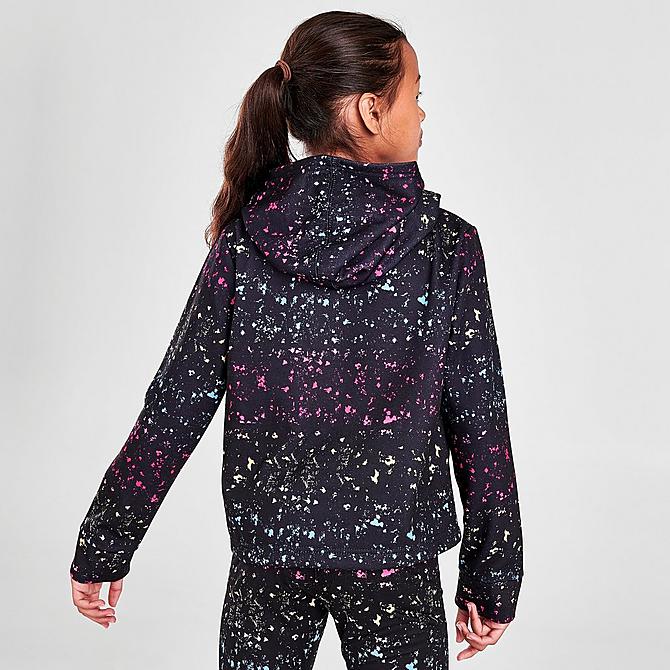 On Model 5 view of Girls' Converse Chuck Taylor Patch Print Cropped Hoodie in Black Click to zoom
