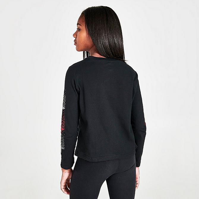 Back Right view of Girls' Converse Rhinestone Long-Sleeve T-Shirt in Black Click to zoom