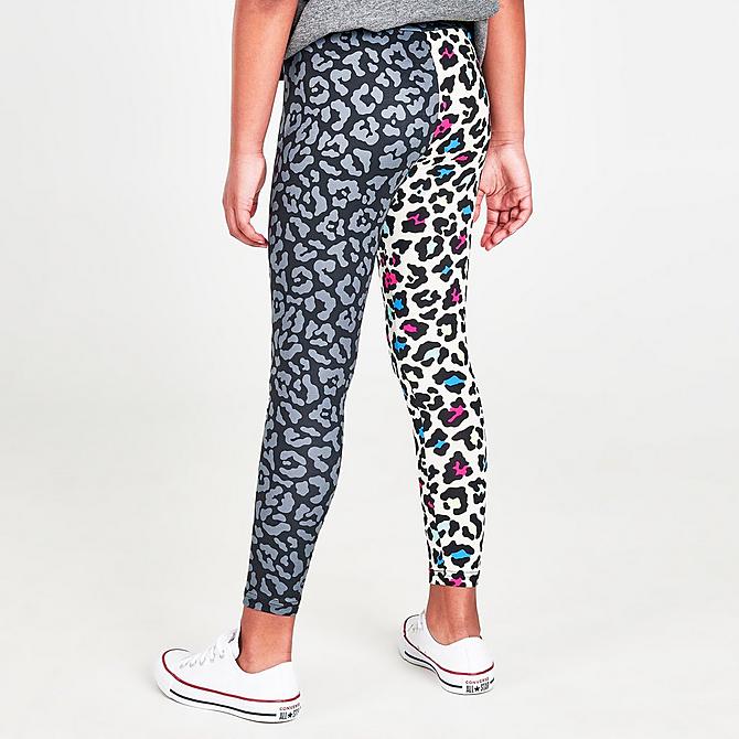 Back Right view of Girls' Converse Colorblock Animal Print Leggings in Black/Allover Print Click to zoom