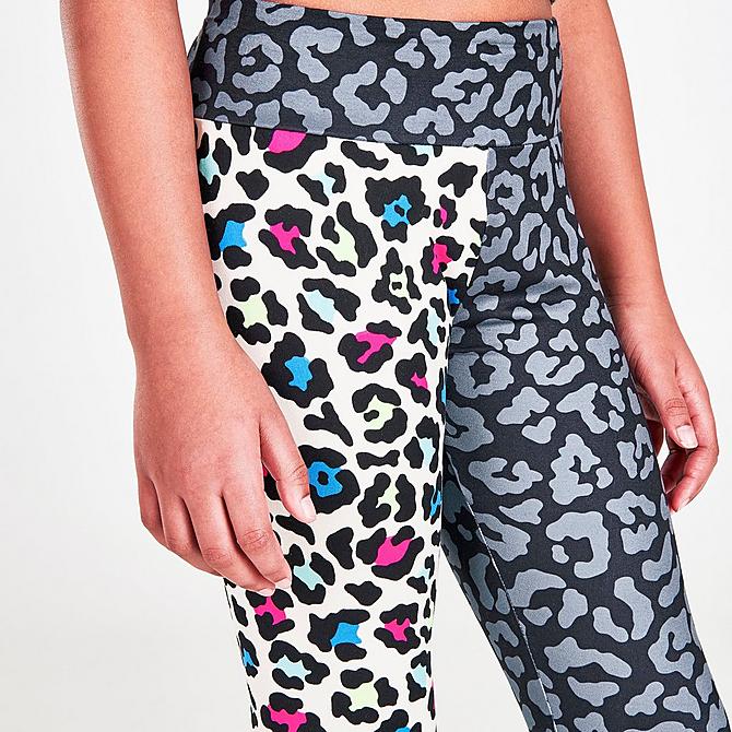 On Model 6 view of Girls' Converse Colorblock Animal Print Leggings in Black/Allover Print Click to zoom