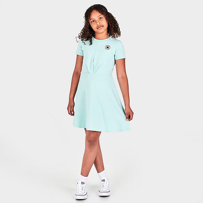 [angle] view of Girls' Converse x Clements Twins Front Twist Dress in Light Dew Click to zoom