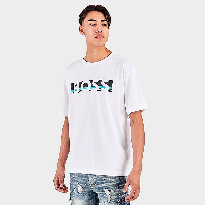 Front view of Men's Hugo Boss T-Shirt in White Click to zoom