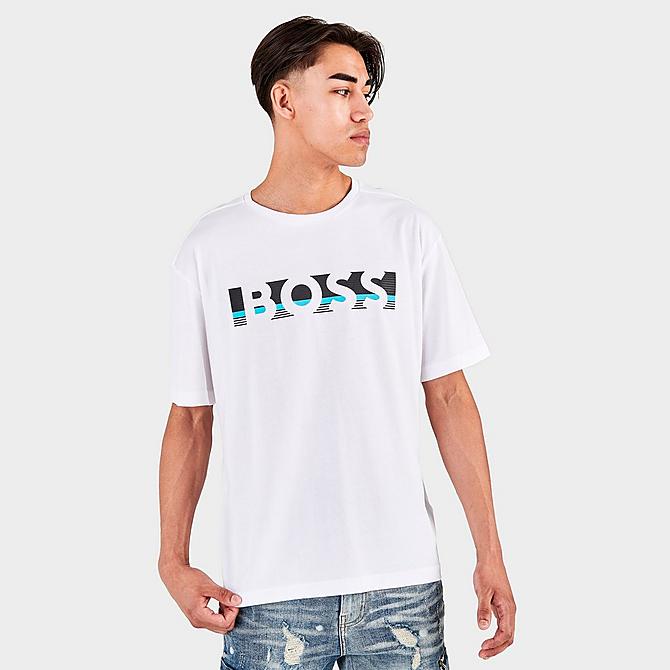 Back Left view of Men's Hugo Boss T-Shirt in White Click to zoom