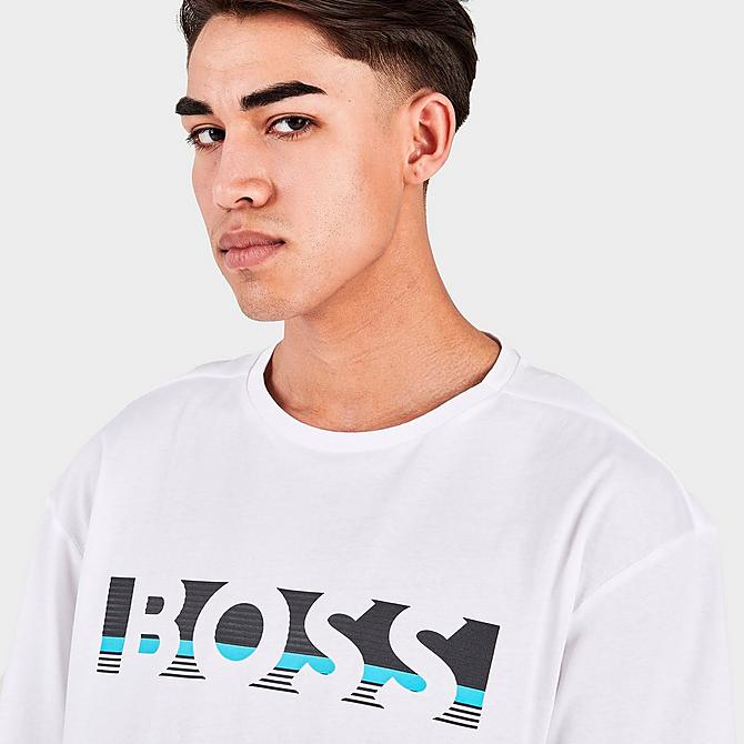On Model 5 view of Men's Hugo Boss T-Shirt in White Click to zoom