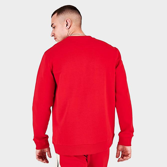 Back Right view of Men's Hugo Boss Striped Block Logo Hoodie in Red Click to zoom