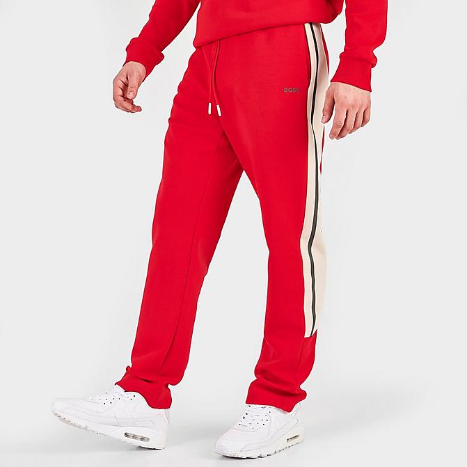 Front view of Men's Hugo Boss Hadim Track Pants in Red Click to zoom