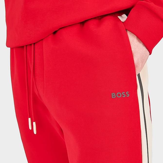 On Model 5 view of Men's Hugo Boss Hadim Track Pants in Red Click to zoom