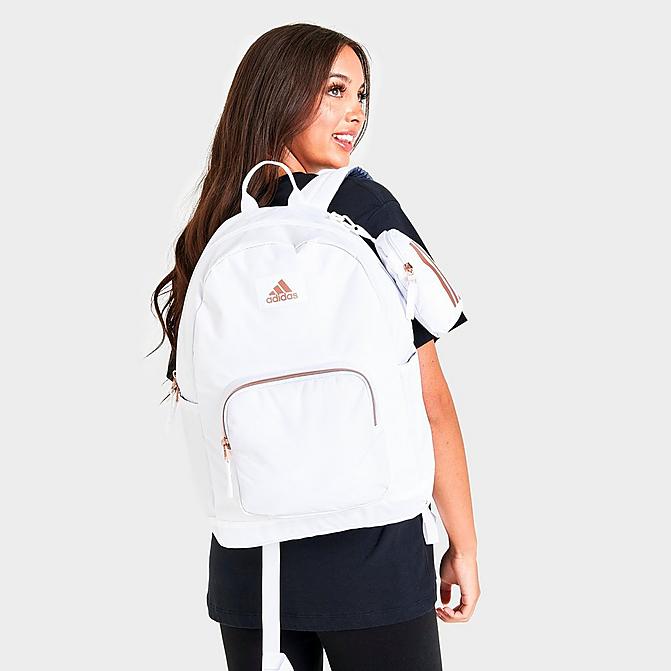 Front view of adidas Everyday Backpack in White/Rose Gold Click to zoom