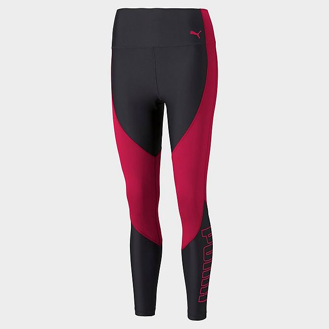 Front view of Women's Puma Train Eversculpt Logo High-Waist Cropped Training Tights in Persian Red/Puma Black Click to zoom