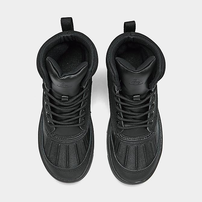 Back view of Big Kids' Nike Woodside 2 High ACG Boots in Black/Black/Black Click to zoom